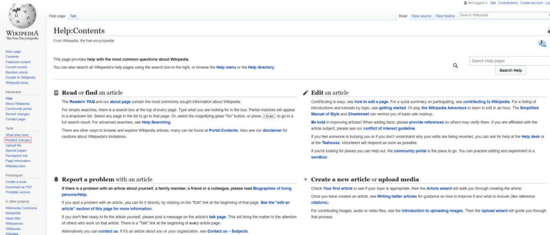 Trang trung tâm trợ giúp của Wikipedia