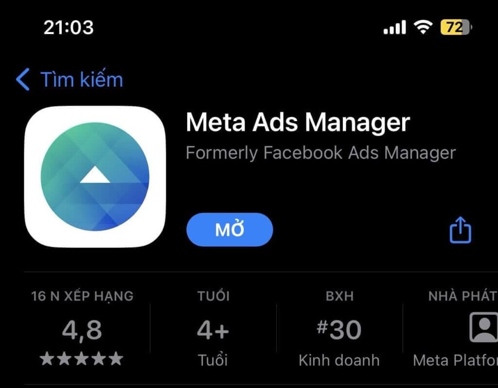 Hình ảnh Hướng Dẫn Chi Tiết Chạy Quảng Cáo Facebook Bằng Điện Thoại Cho Người Mới Bắt Đầu 12 Bạn cần tải app chạy ads trước khi học cách chạy quảng cáo facebook bằng điện thoại